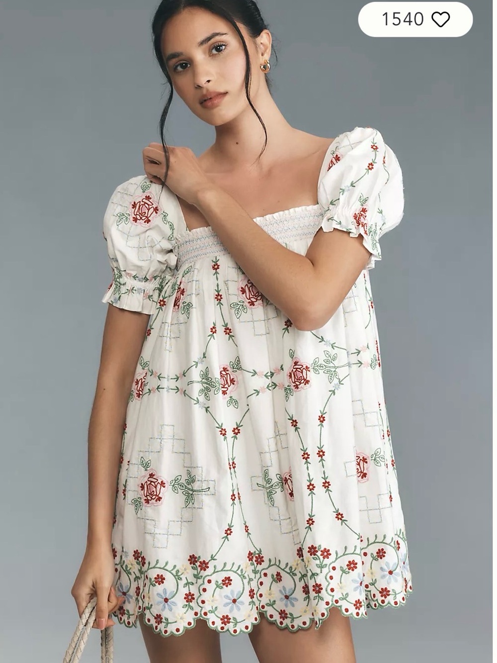 Damson Madder Lulu Embroidered Mini Dress - Size 6 US / 10 UK